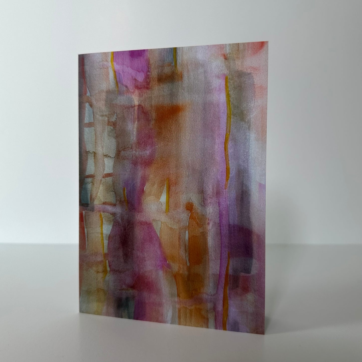 Abstract art print with multicolored brush strokes on a white background