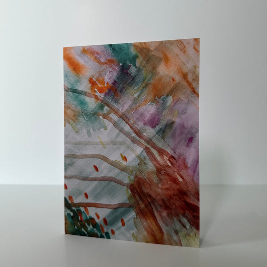 Abstract art print with watercolor textures on a white background