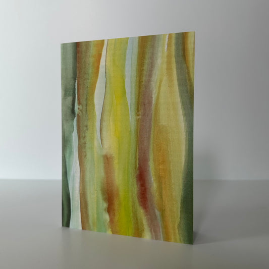 Abstract art piece with wavy color patterns on a white background