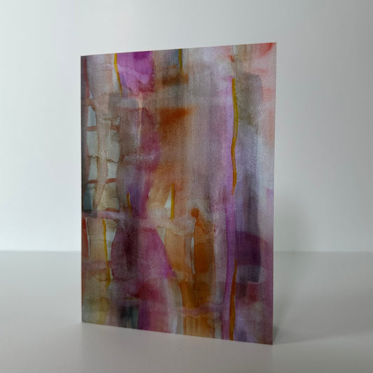 Abstract art print with multicolored brush strokes on a white background